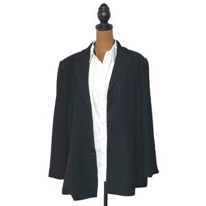 Talbots L 14/16 Black 3-Button Blazer Notched Lapel Professional Office Jacket